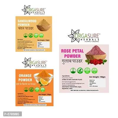 Orgasure Pure Natural Sandal (Chandan) Rose Orange Peel Powder For Face And Skin 300Gm