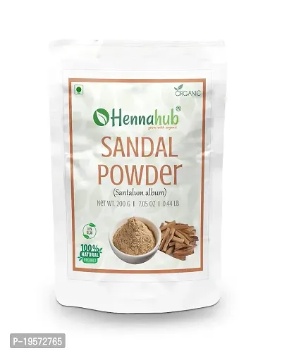 HENNAHUB Pure Herbal Organic Sandalwood Powder for Face Mask, Skin Care, Deep Pore Cleansing, Natural Glowing Skin Face Pack- 200gm-thumb0