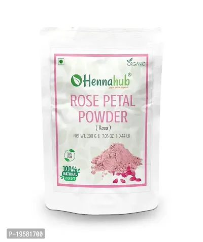 HENNAHUB Pure Herbal Organic Rose Petals Powder for Face Mask, Skin Care, Deep Pore Cleansing, Natural Glowing Skin Face Pack- 200gm