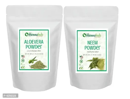 Herbal Organic Neem Powder with Aloe Vera Powder for Face Pack, Pack of 2 each 200gm-thumb0