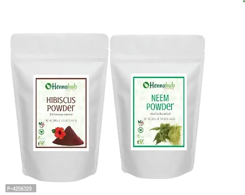 Herbal Organic Hibiscus Powder with Neem Powder for Face Pack, Pack of 2 each 200gm