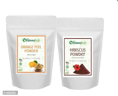 Herbal Organic Hibiscus Powder with Orange Powder for Face Pack, Pack of 2 each 200gm-thumb0