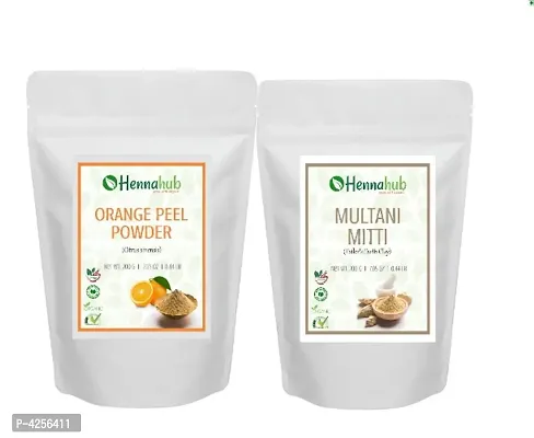 Herbal Organic Multani Mitti (Fuller's Earth) with Orange for Face Pack, Pack of 2 each 200gm-thumb0