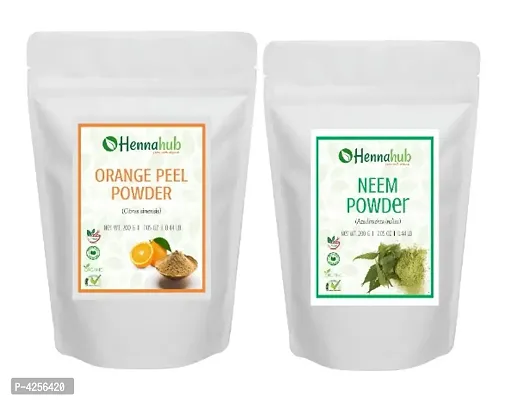 Herbal Organic Neem Powder with Orange Powder for Face Pack, Pack of 2 each 200gm
