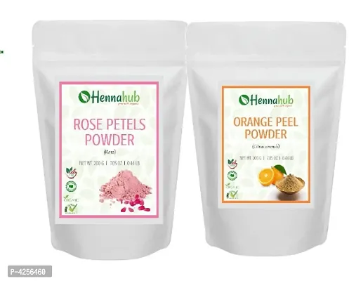 Herbal Organic Rose Petals Powder with Orange Peel Powder for Face Pack, Pack of 2 each 200gm-thumb0