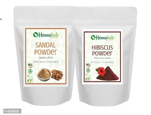 Herbal Organic Hibiscus Powder with Sandalwood Powder for Face Pack, Pack of 2 each 200gm-thumb0