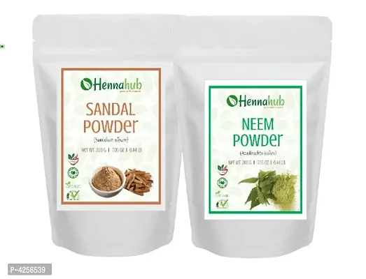 Herbal Organic Neem Powder with Sandalwood Powder for Face Pack, Pack of 2 each 200gm-thumb0