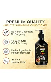 Herbal 3 in 1 Hair Dye Instant Black Hair Shampoo for Women  Men 100% Coverage Shampoo 300ml- (Black)-thumb1