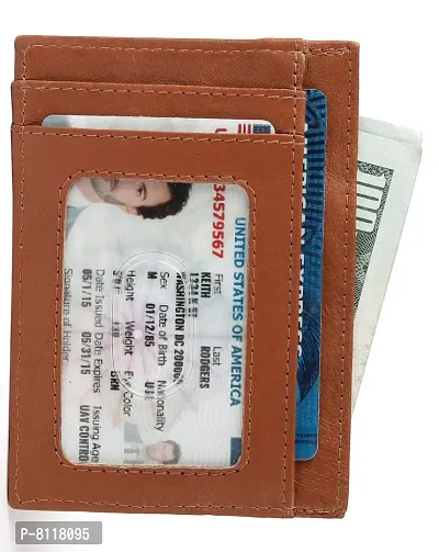 MIN-TAN Leather Credit Card Holder Slim Wallet (Meadow Brown)-thumb3