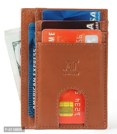 MIN-TAN Leather Credit Card Holder Slim Wallet (Meadow Brown)-thumb2