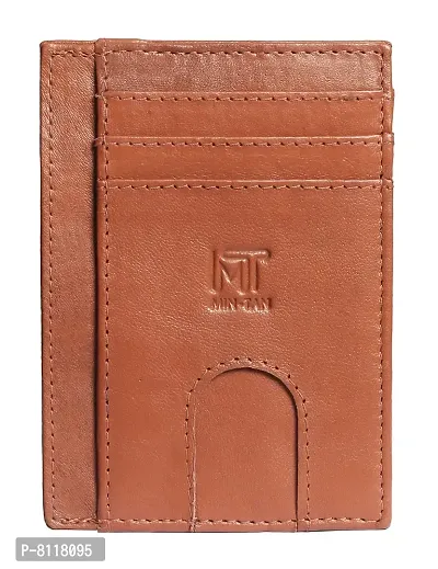 MIN-TAN Leather Credit Card Holder Slim Wallet (Meadow Brown)-thumb0