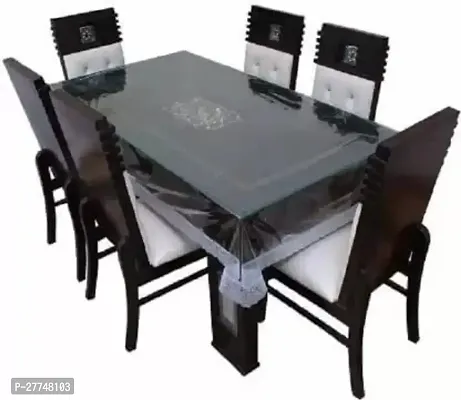 Stylzi Transparent Table Cloth|Center Table Cover|Round Table Cover|Table Cover 6 Seater (54X78 Inch, Transparent)-thumb0