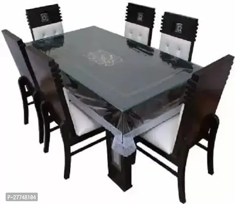 Stylzi Transparent Table Cloth|Center Table Cover|Round Table Cover|Table Cover 8 Seater (60X90 Inch, Transparent)-thumb0