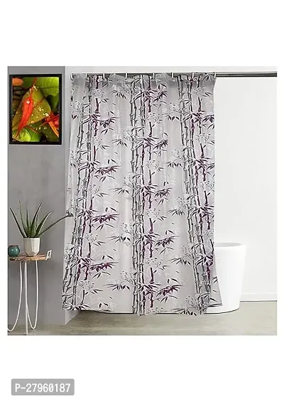 STYLZI Bamboo Design Waterproof PVC Shower Curtain with 8 Hooks  Durable Material (5 Feet)-thumb0