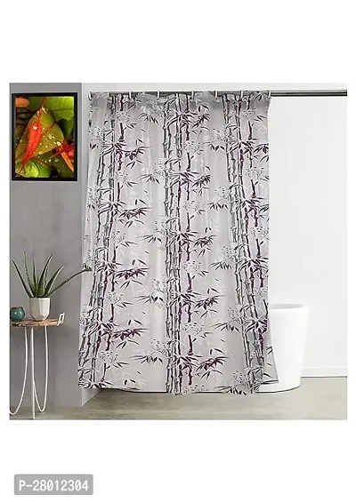 STYLZI Bamboo Design Waterproof PVC Shower Curtain with 8 Hooks  Durable Material (9 Feet)-thumb0