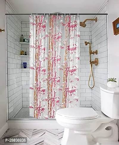 STYLZI Bamboo Design Waterproof PVC Shower Curtain with 8 Hooks Stylish Durable Material (9 Feet)-thumb0