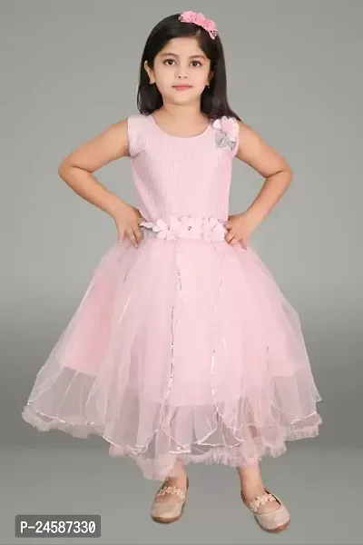 Fabulous Pink Cotton Blend Frock For Girls