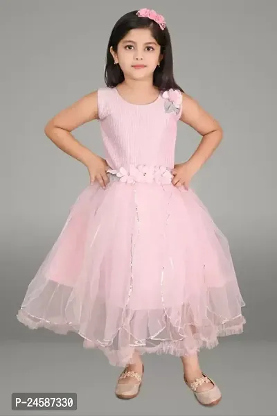 Fabulous Pink Cotton Blend Frock For Girls-thumb0