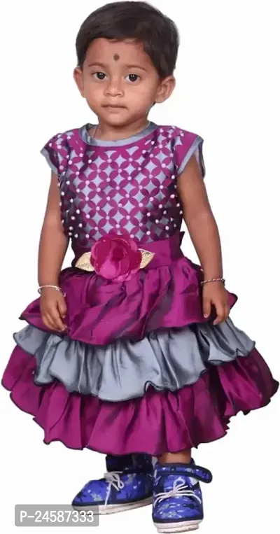 Fabulous Multicoloured Cotton Silk Frock For Girls-thumb0