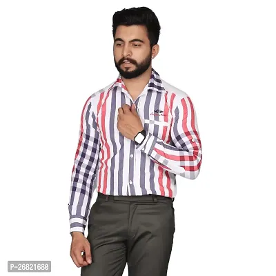 Trendy Multicoloured Cotton Blend Regular Fit Striped Casual Shirt For Men