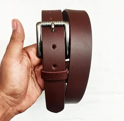 Elegant Brown Synthetic Leather Textured Belts For Men