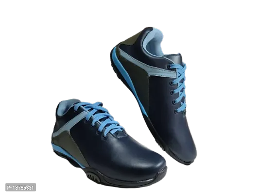 Stylish Blue Synthetic Self Design Casual Shoes For Men