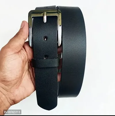 Elegant Black Synthetic Leather Textured Belts For Men-thumb0