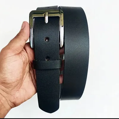 Elegant Black Synthetic Leather Textured Belts For Men