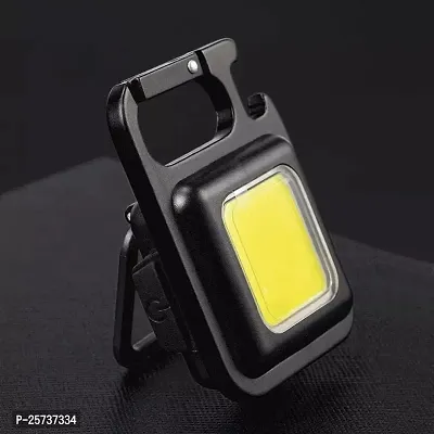 ODIN_Keychain Led Light with Bottle Opener, Magnetic Base and Folding Bracket Mini Cob 500 lumens Rechargeable Multifunctional Keychain Emergency Light (Square, Metal) (Set of 1)