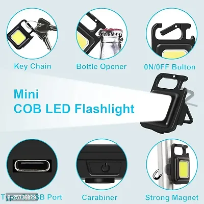 ODIN_Multifunction Keychain Led Light with Bottle Opener, Magnetic Base and Folding Bracket Mini Cob 500 lumens Rechargeable Multifunctional Keychain Emergency Light (Black, Metal)(Pack of 1)-thumb4