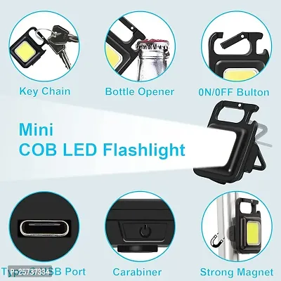 ODIN_Keychain Led Light with Bottle Opener, Magnetic Base and Folding Bracket Mini Cob 500 lumens Rechargeable Multifunctional Keychain Emergency Light (Square, Metal) (Set of 1)-thumb4