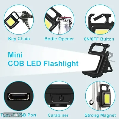 ODIN_Keychain Led Light with Bottle Opener, Magnetic Base and Folding Bracket Mini Cob 500 lumens Rechargeable Multifunctional Keychain Emergency Light (Black)-thumb4