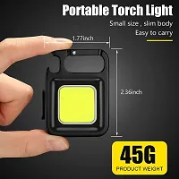 ODIN_Small LED Flashlight 800 Lumens COB Rechargeable Keychain Mini Flashlight 4 Light Modes Portable Pocket Light with Folding Bracket Bottle Opener and Magnet Base Key Chain Light (Metal Pack of 1)-thumb2