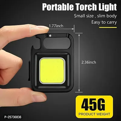 ODIN_Small LED Flashlight 800 Lumens COB Rechargeable Keychain Mini Flashlight 4 Light Modes Portable Pocket Light with Folding Bracket Bottle Opener and Magnet Base Key Chain Light (Metal Pack of 1)-thumb3