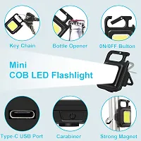 ODIN_Small LED Flashlight 800 Lumens COB Rechargeable Keychain Mini Flashlight 4 Light Modes Portable Pocket Light with Folding Bracket Bottle Opener and Magnet Base Key Chain Light (Metal Pack of 1)-thumb4