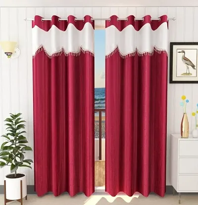 maroon crush less curtain set of 2pcs