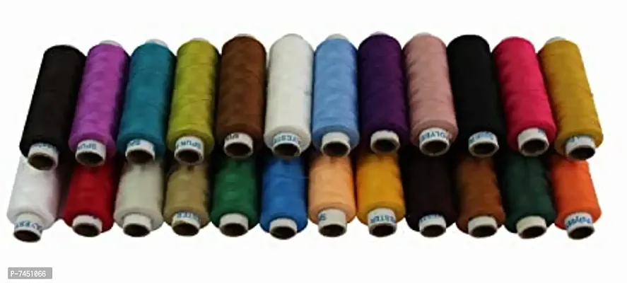 TRIDHARA threads Polyester Sewing Thread 100 Tubes (25 Shades Each 4 in no) Multicolors Thread.-thumb2