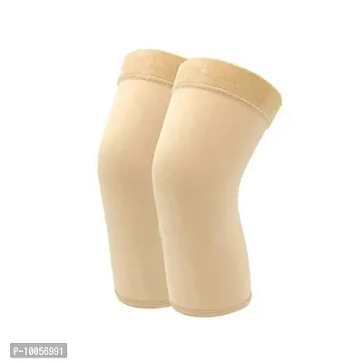 Tridhara Soft Velvet Finish Knee Warmer for ladies Woolen material Soft Fur inside, Warm  Comfortable Design, Skin Color-thumb0