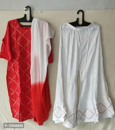 Stylish Cotton Kurti With Palazzo Set For Women-thumb0