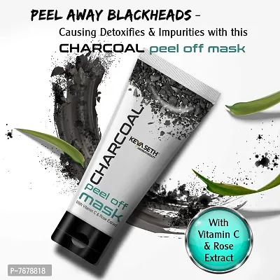 Keya Seth Aromatherapy, Charcoal Peel Off Mask, Blackhead & Dead Skin Removal Tightens Pores, Deeply Cleanses for Men & Women Enriched with Vitamin C & Rose Extract & Activated Charcoal.-thumb2