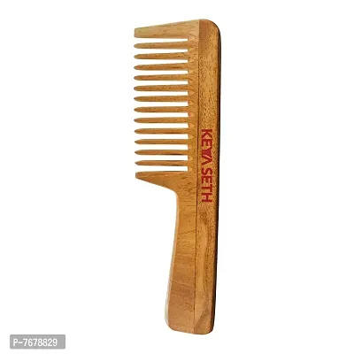 Keya Seth Aromatherapy, Neem Wooden Comb Wide Tooth with Handel All Purpose Large Size Perfect Hair Setter