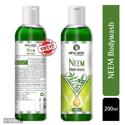 Keya Seth Aromatherapy, Neem Bodywash Gel Enriched with Pure Neem Essential Oil & Olive Extract -Natural Anti Acne & Pimple Unisex for Oily Skin– 200ml-thumb2