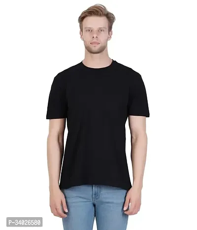 Stylish Black Cotton T-shirt For Men-thumb0