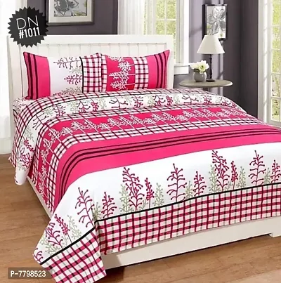 Pure Polycotton double Bedsheet With 2 Pillow  Covers-thumb0