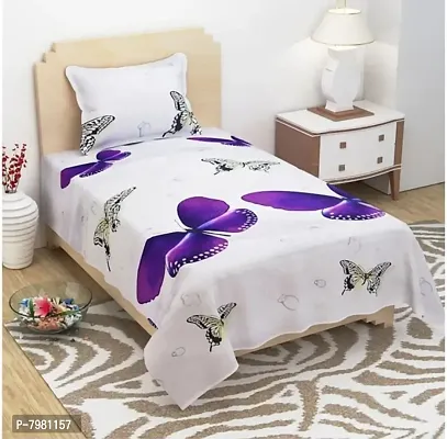 Attractive Multicoloured Polycotton Bedsheet with Pillow Cover-thumb0