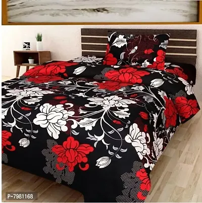 Attractive Multicoloured Polycotton Bedsheet with Pillow Cover-thumb0