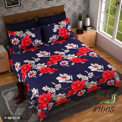 Pure Polycotton double Bedsheet With 2 Pillow  Covers