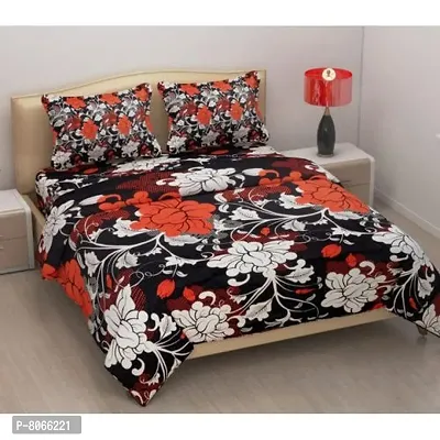 Pure Polycotton double Bedsheet With 2 Pillow  Covers-thumb0