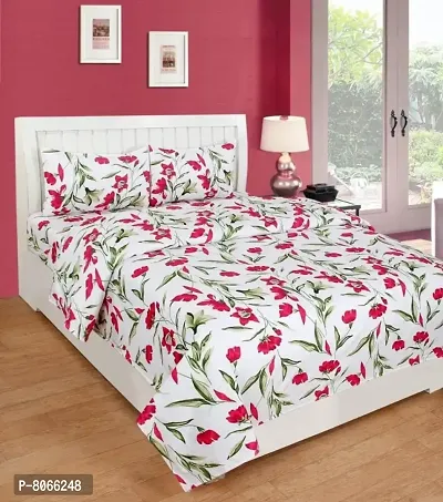 Pure Polycotton double Bedsheet With 2 Pillow  Covers