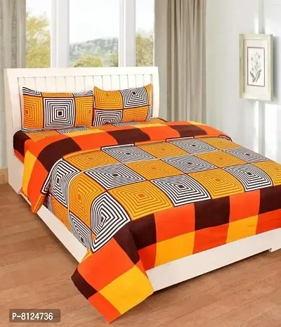 Classic Polycotton Printed Double Bedsheet with Pillow Covers